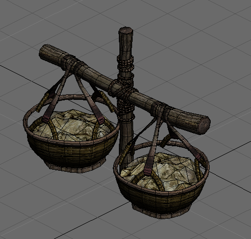 实用道具,稻草人,稻草陶瓦,灶台,木桶水池,工具桌子,酿酒人箩筐,药篓