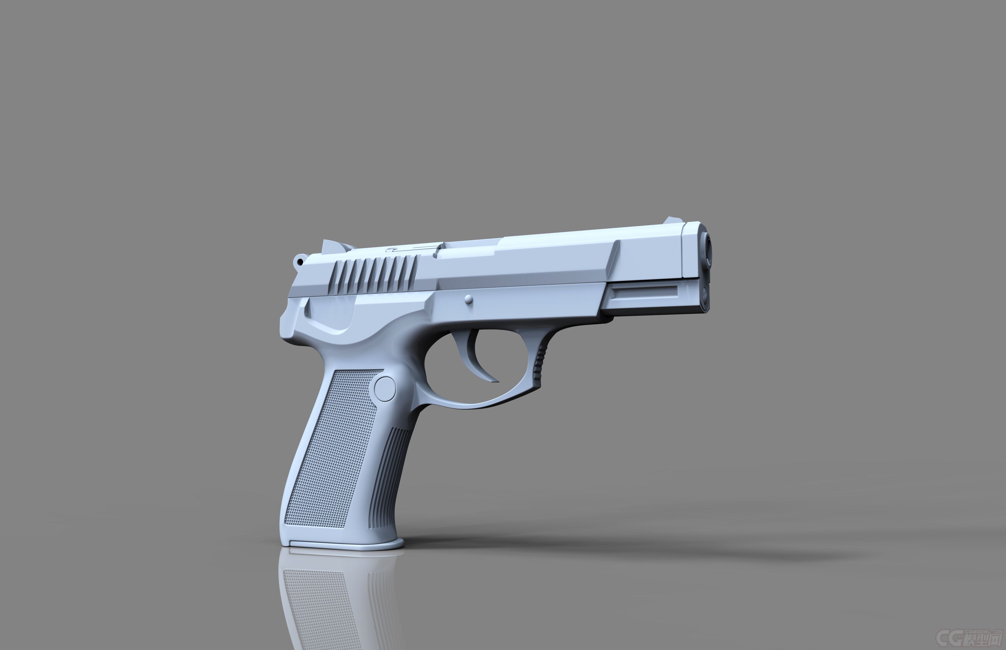 92手枪高模加低模匹配uv已分_nixuejun作品_武器枪械模型_cg模型网