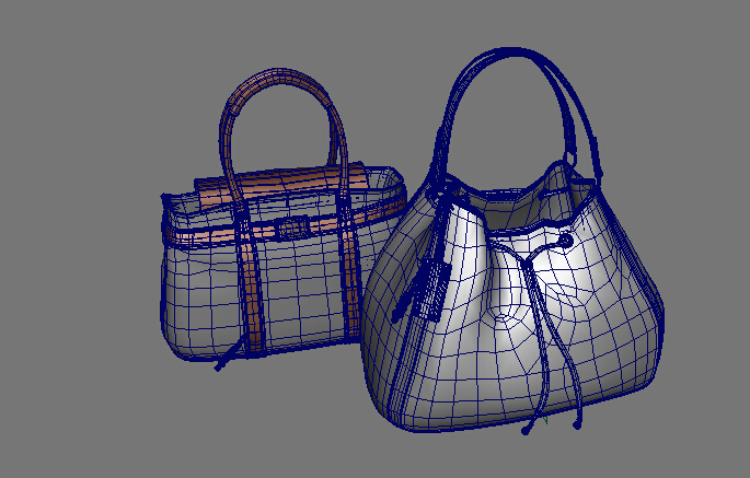 两个女士皮包手提包maya obj