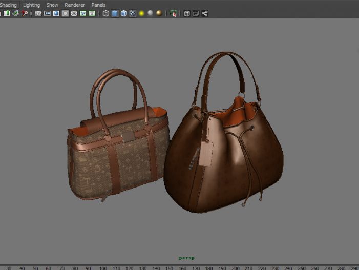 两个女士皮包手提包maya obj