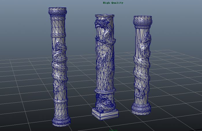 盘龙柱子(maya obj 有法线贴图)_zmj作品_场景古代场景_cg模型网