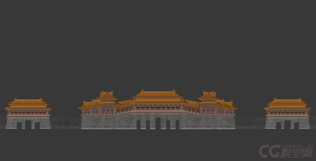 元大都-崇天门 古建大门模型-古代场景模型库-3ds Max(.max)模型下载-cg模型网