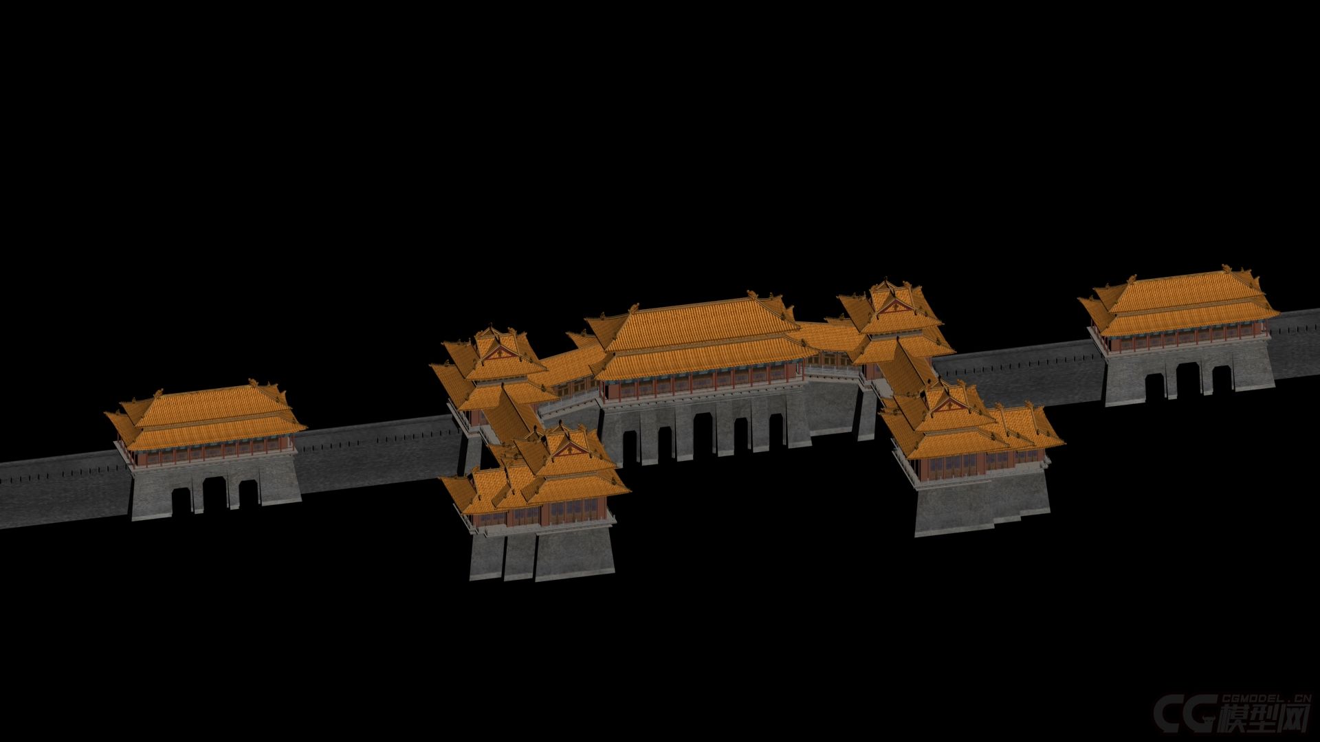 元大都-崇天门 古建大门模型-古代场景模型库-3ds Max(.max)模型下载-cg模型网