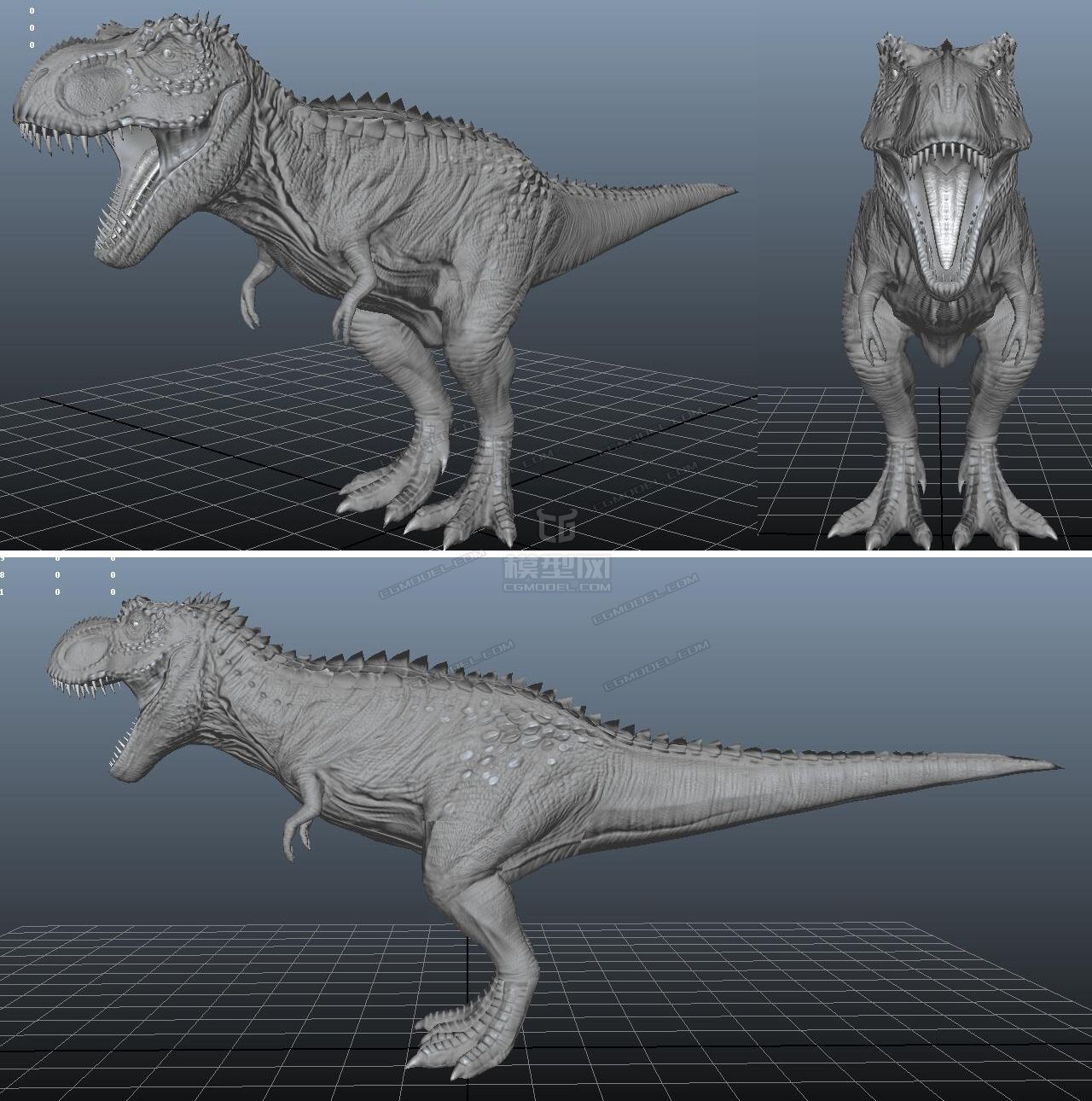 影视级别写实霸王龙恐龙暴龙布线均匀贴图精细 法线细节超高