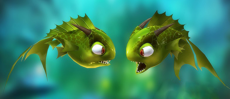 卡通鱼,q版鱼,怪物鱼