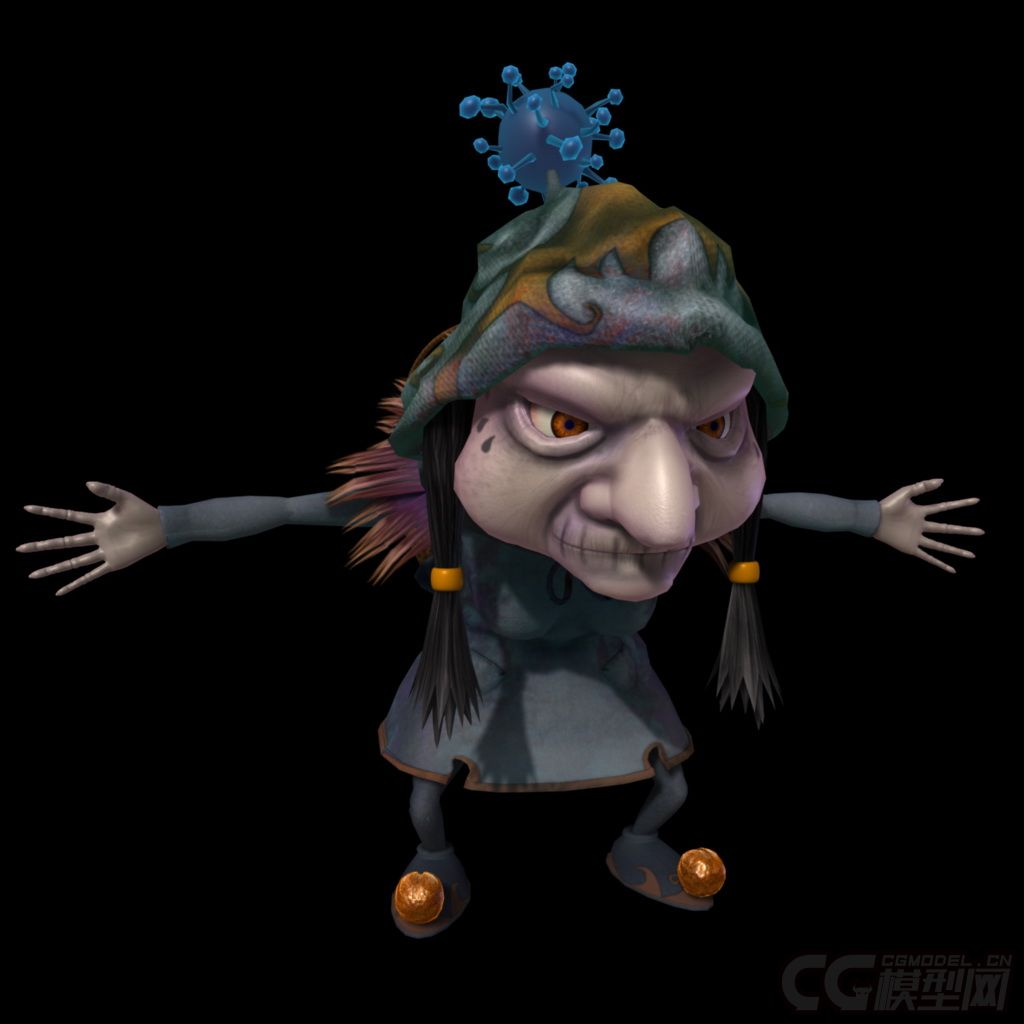 *** 巫婆 草鬼婆 老太婆 老女人模型带绑定