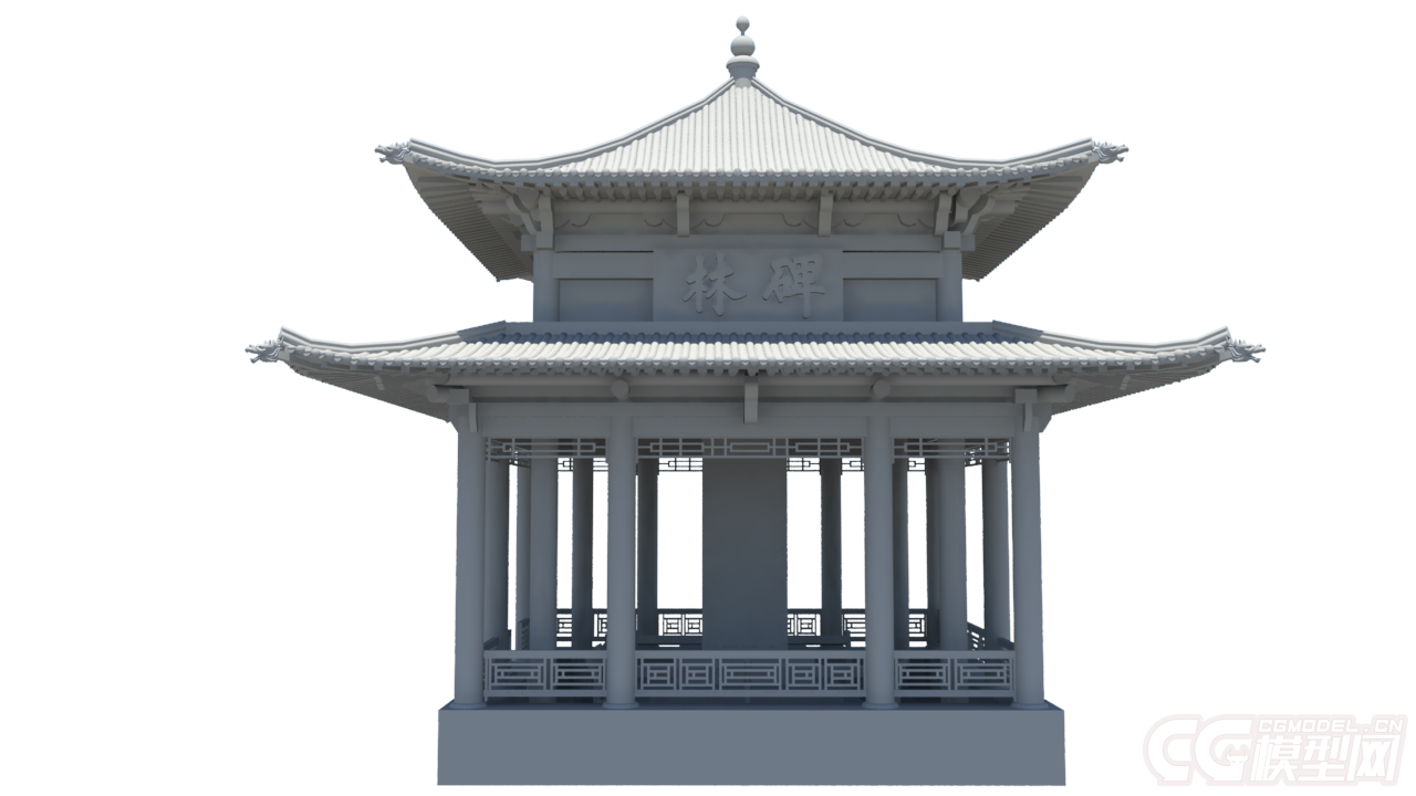 西安碑林,东方古建筑,写实场景_傲云痕作品_场景自然场景_cg模型网