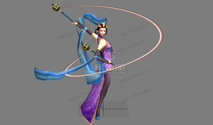 古代锤女绑定加动作带特效模型-孩子-女模型库-模型下载-cg模型网