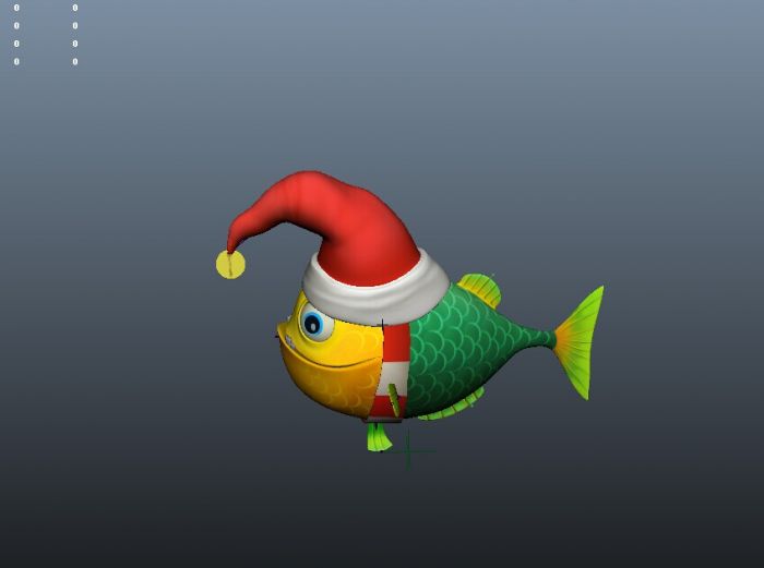 带圣诞帽的卡通鱼