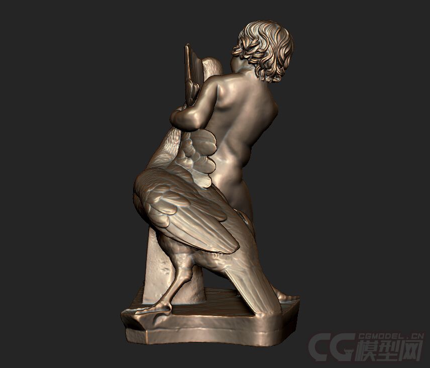 西方雕塑模型小孩与鹅