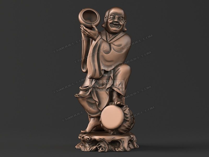 中式雕塑模型 醉酒罗汉