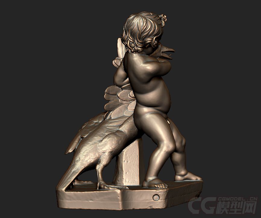 西方雕塑模型小孩与鹅