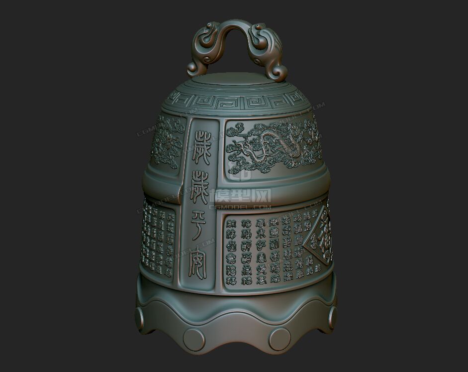 贺岁祈福铜钟_xingchen123 作品_雕塑/文物文物器皿_cg模型网