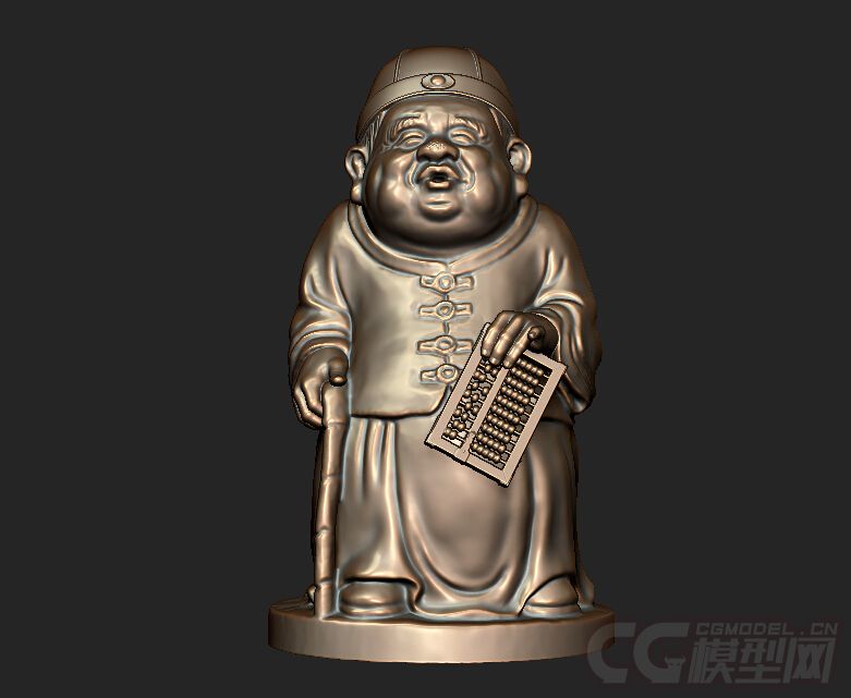 中式雕塑模型 地主老财之精打细算