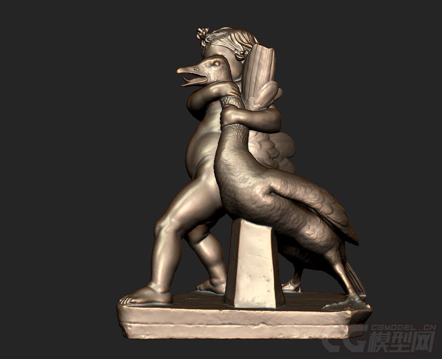 西方雕塑模型小孩与鹅