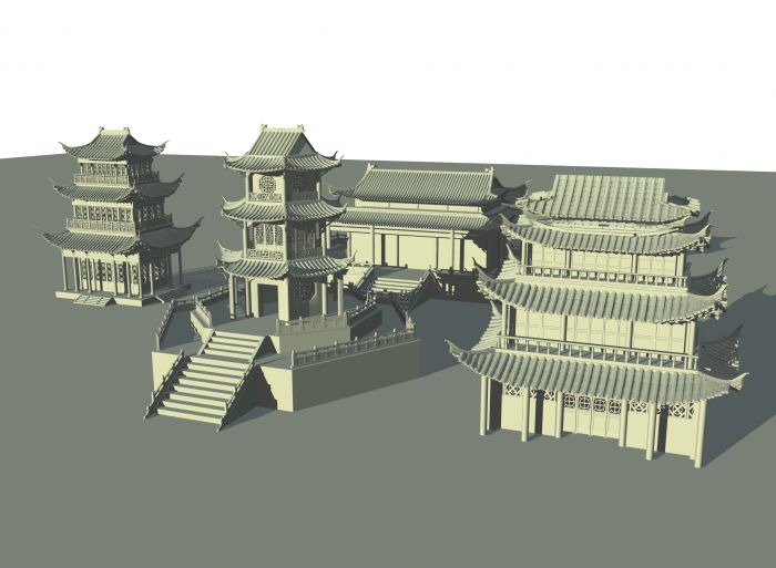 中国古代建筑 MAYA模型-自然场景模型库-模型下载-cg模型网