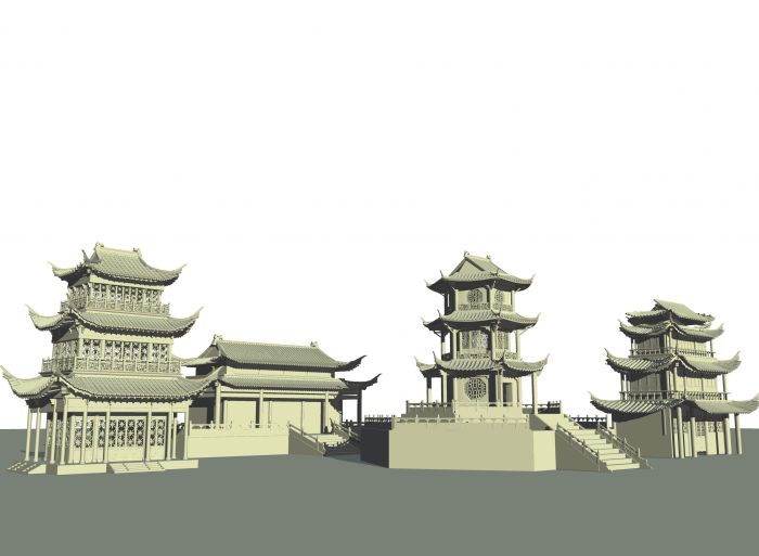 中国古代建筑 MAYA模型-自然场景模型库-模型下载-cg模型网