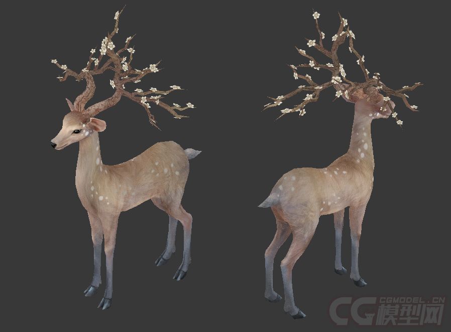 神鹿 梅花鹿 白鹿￥20元 max, obj, fbx