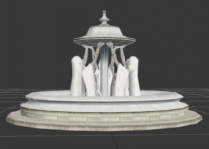 少女喷泉,低模写实材质,有法线贴图