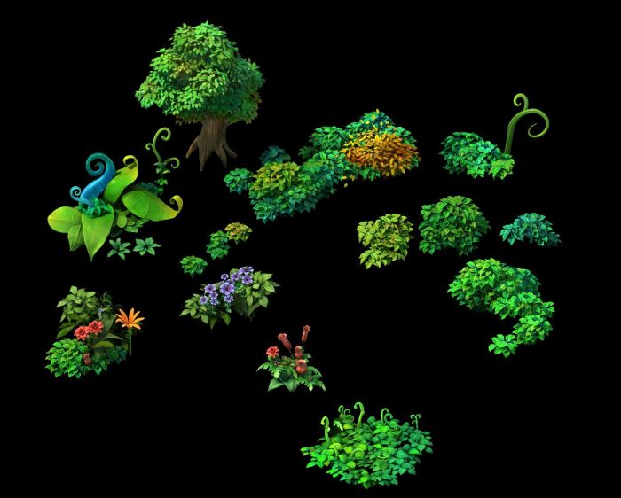 2.5d卡通植物,花草树木