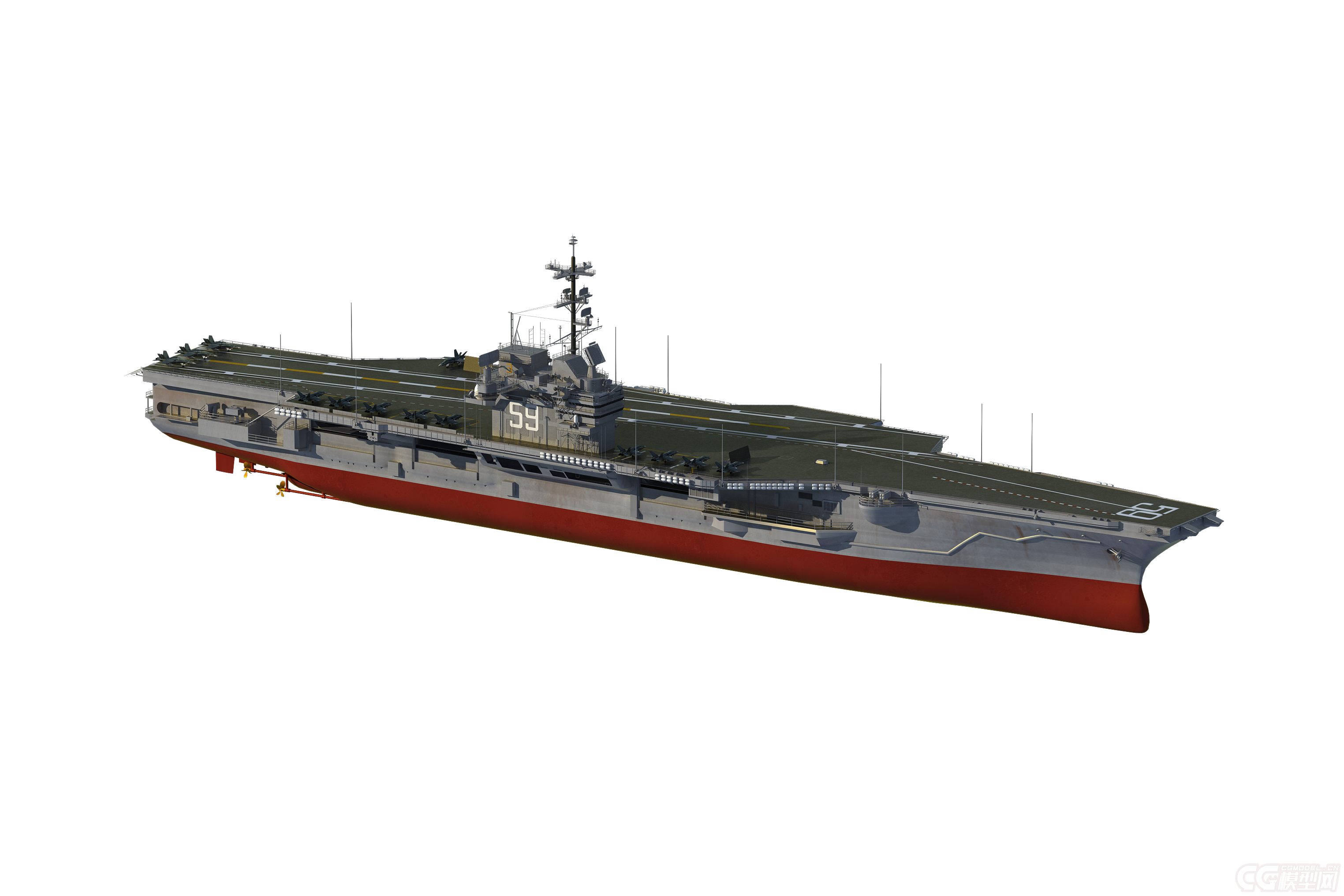 福莱斯特级航空母舰_王二小_cg作品_武器冷兵器_cg模型网