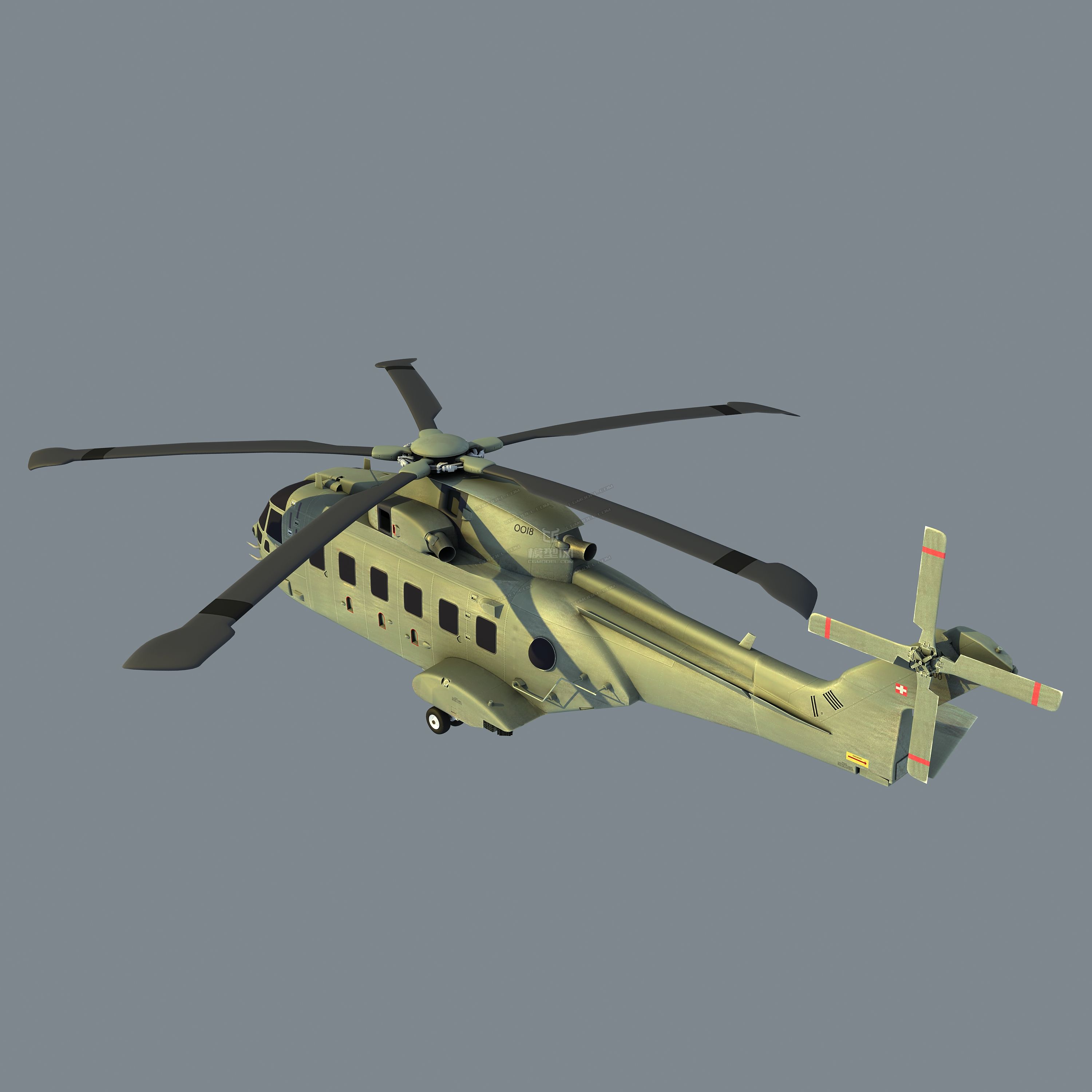 hc3型运输直升机_王二小_cg作品_飞机/航空器军用直升机_cg模型网