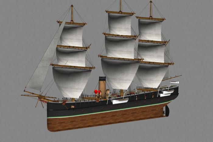 古代战船杨武号 超精细模型 带贴图 小部件齐全