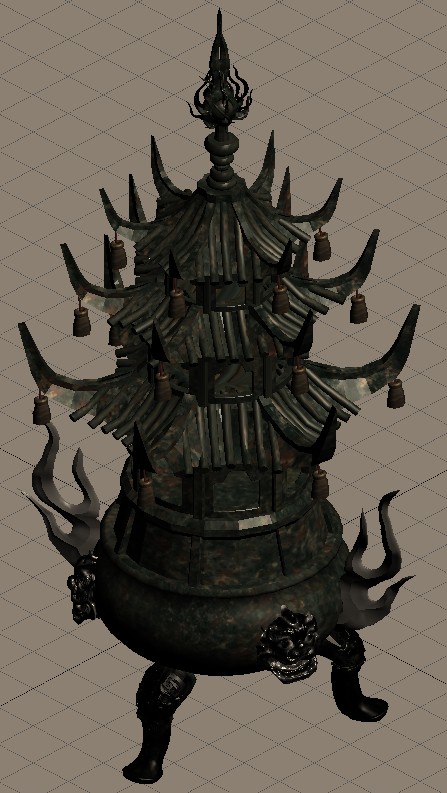 一座精致细致的炉鼎3d高模模型,十分适用的六角顶圆