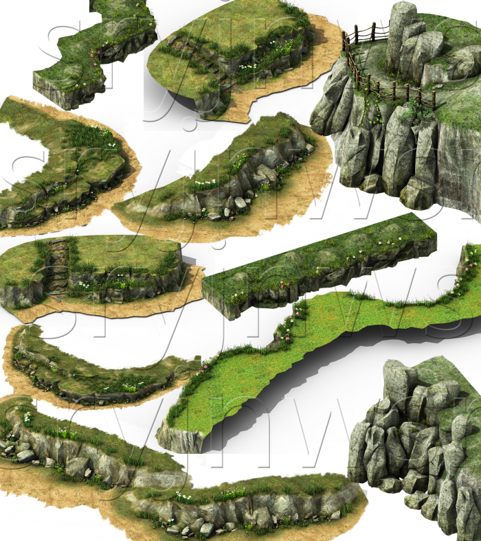 一批精美细致的山石山丘山坡3d高模型,写实的大山湖岸河岸边山崖山