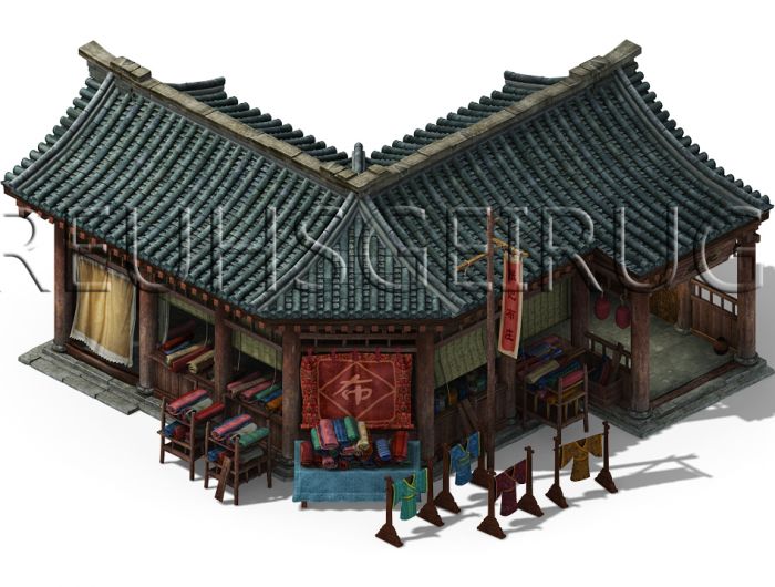中国古建筑群3d高模型,济世堂瓦房屋药房衣料衣铺店丝绸布匹衣服招牌
