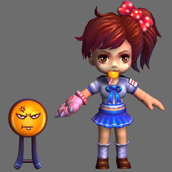 主角 女战士 q版_高里作品_人物孩子-女_cg模型网