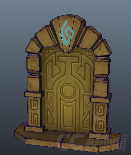 一个遗迹石门模型,简模有贴图