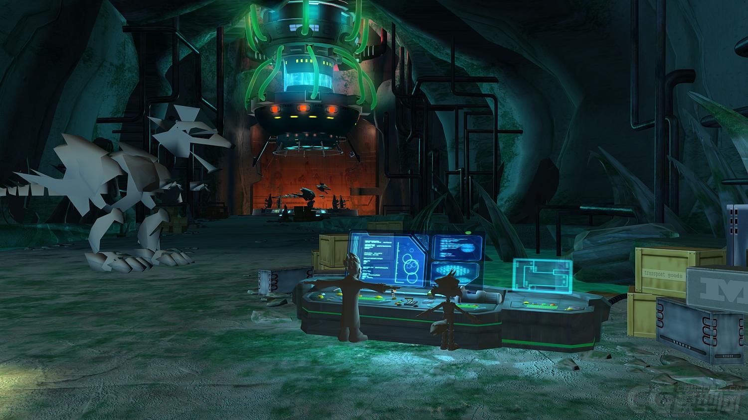 科幻生化基地控制台洞穴科幻控制台