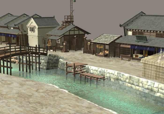 江户城,水乡建筑,日本江_ouyangyujie作品_场景自然场景_cg模型网