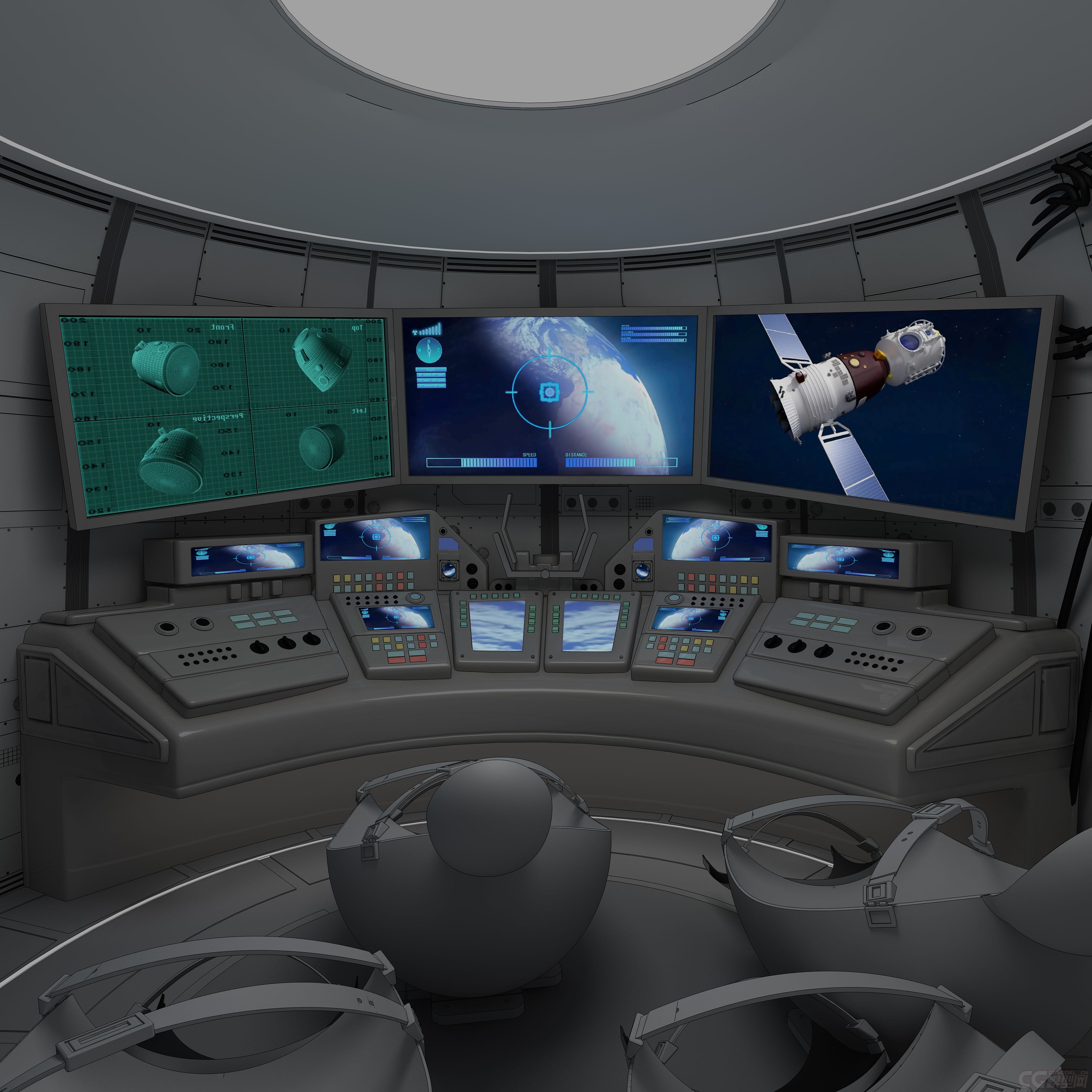 中国航天系列之神州返回舱内部模型 高精度模型 cg影视动画