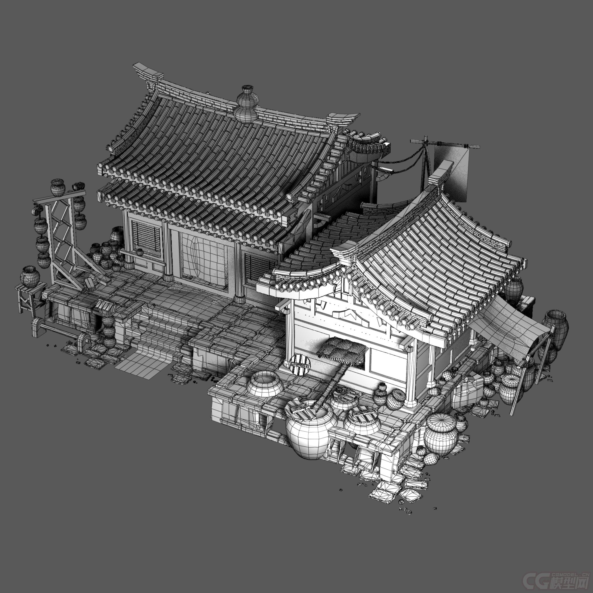 古代酒馆 酒家模型-自然场景模型库-模型下载-cg模型网