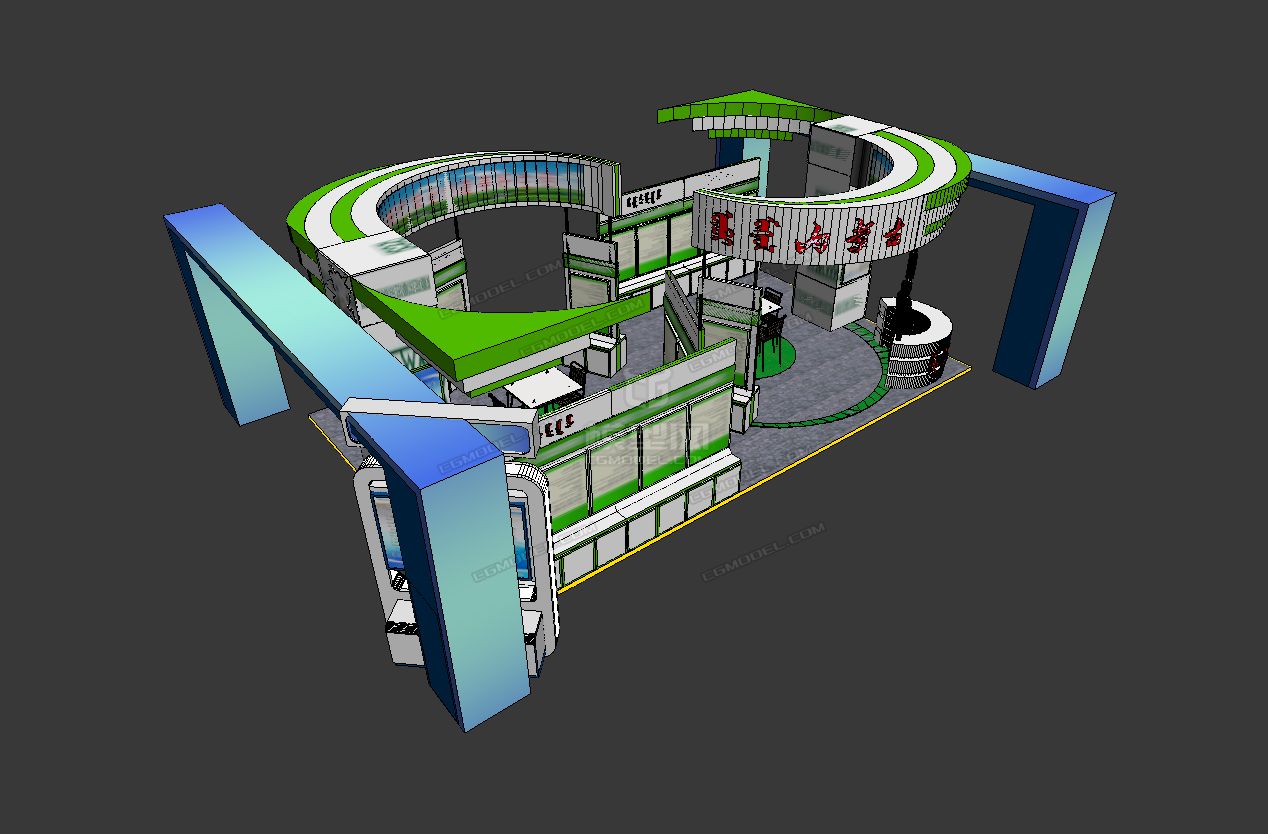 内蒙古展会展厅,时尚简约,模型精细可直接用于动画,效果图渲染,做展台