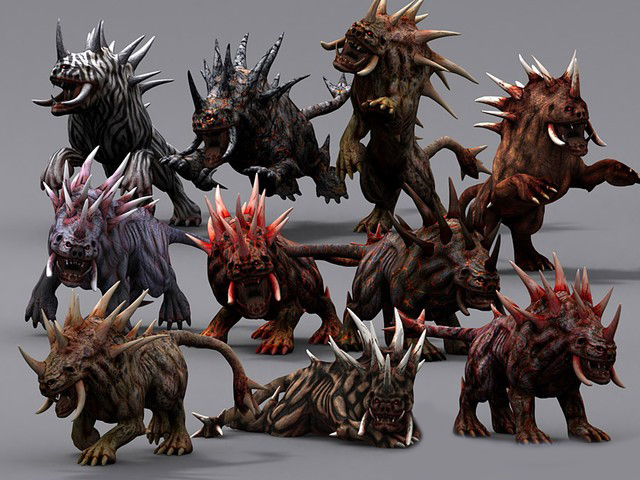 蛮兽,10种样式贴图,10种风格,2500帧动作怪兽