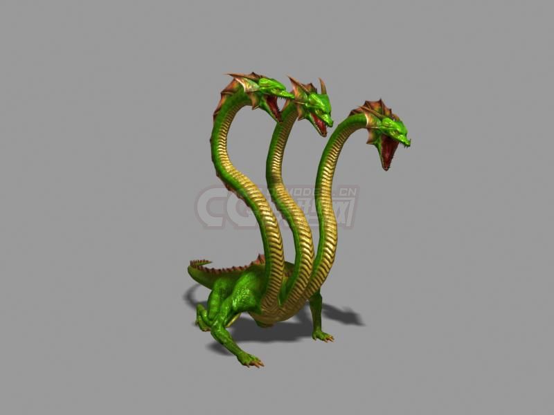 写实三头龙怪四种颜色