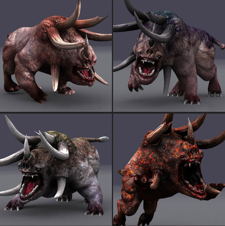 蛮兽,10种样式贴图,10种风格,2000帧动作怪兽