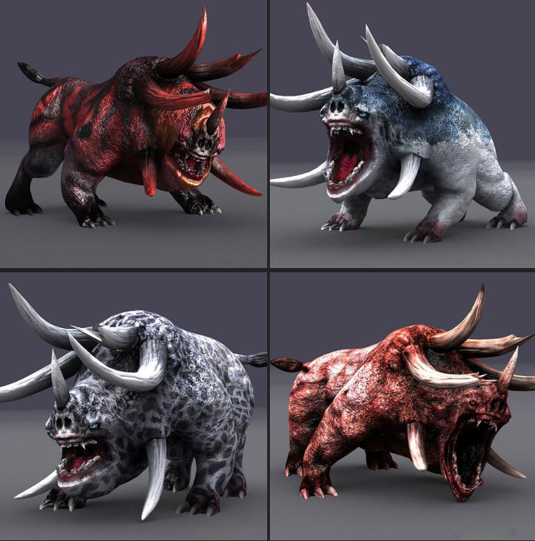 蛮兽,10种样式贴图,10种风格,2000帧动作怪兽