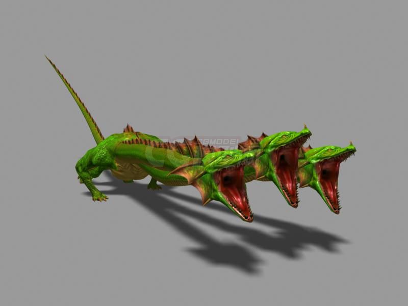 写实三头龙怪四种颜色