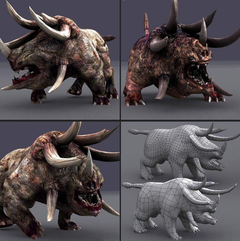 蛮兽,10种样式贴图,10种风格,2000帧动作怪兽