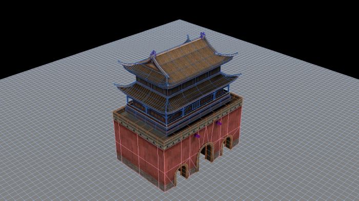 3d古建筑城楼 游戏用简体模型模型-自然场景模型库-模型下载-cg模型网