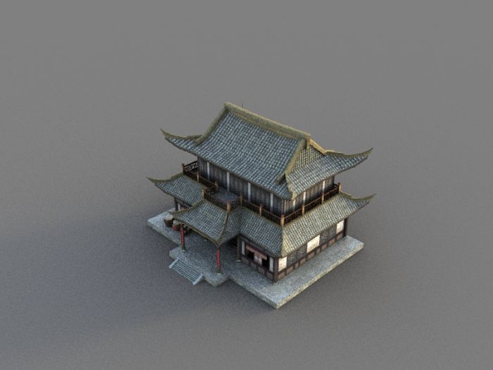 3d古建筑古楼,游戏用简体模型,3dsmax2011场景文件