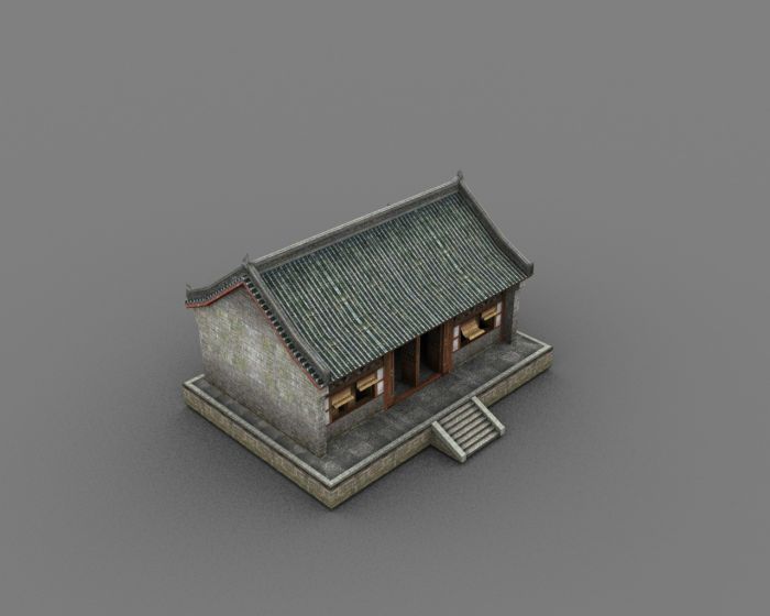 3d古建筑场景民居,游戏用简体模型,3dsmax2011场景文件