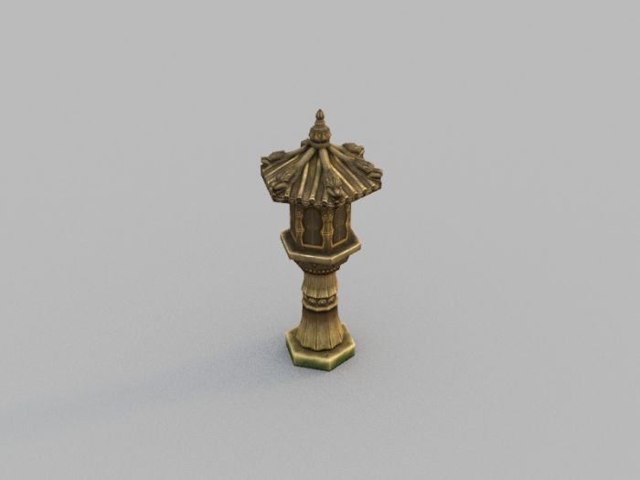 3d古建筑场景元素石灯,游戏用简体模型,3dsmax2011场景文件