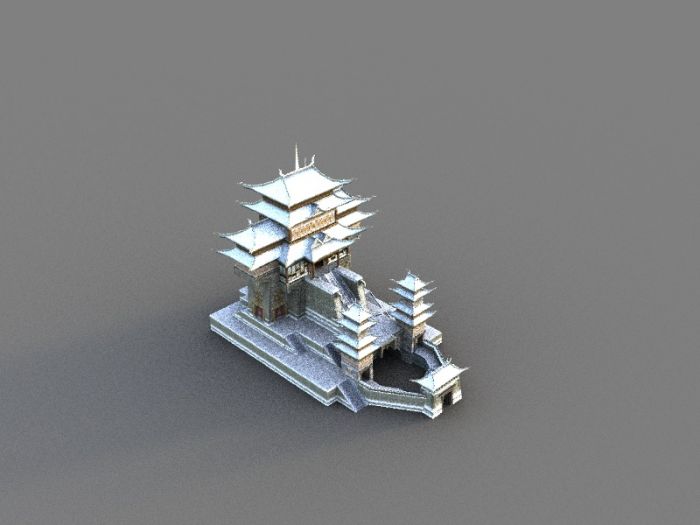 3d古建筑场景元素 游戏用简体模型模型-古代场景模型库-模型下载-cg模型网