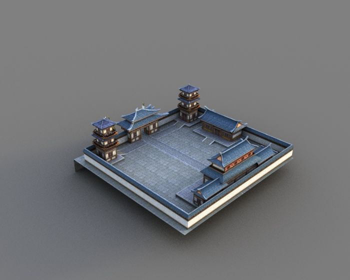 3d古建筑场景院落,游戏用简体模型,3dsmax2011场景文件