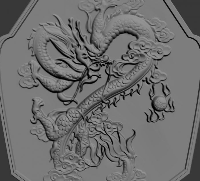 龙戏珠金牌雕刻模型